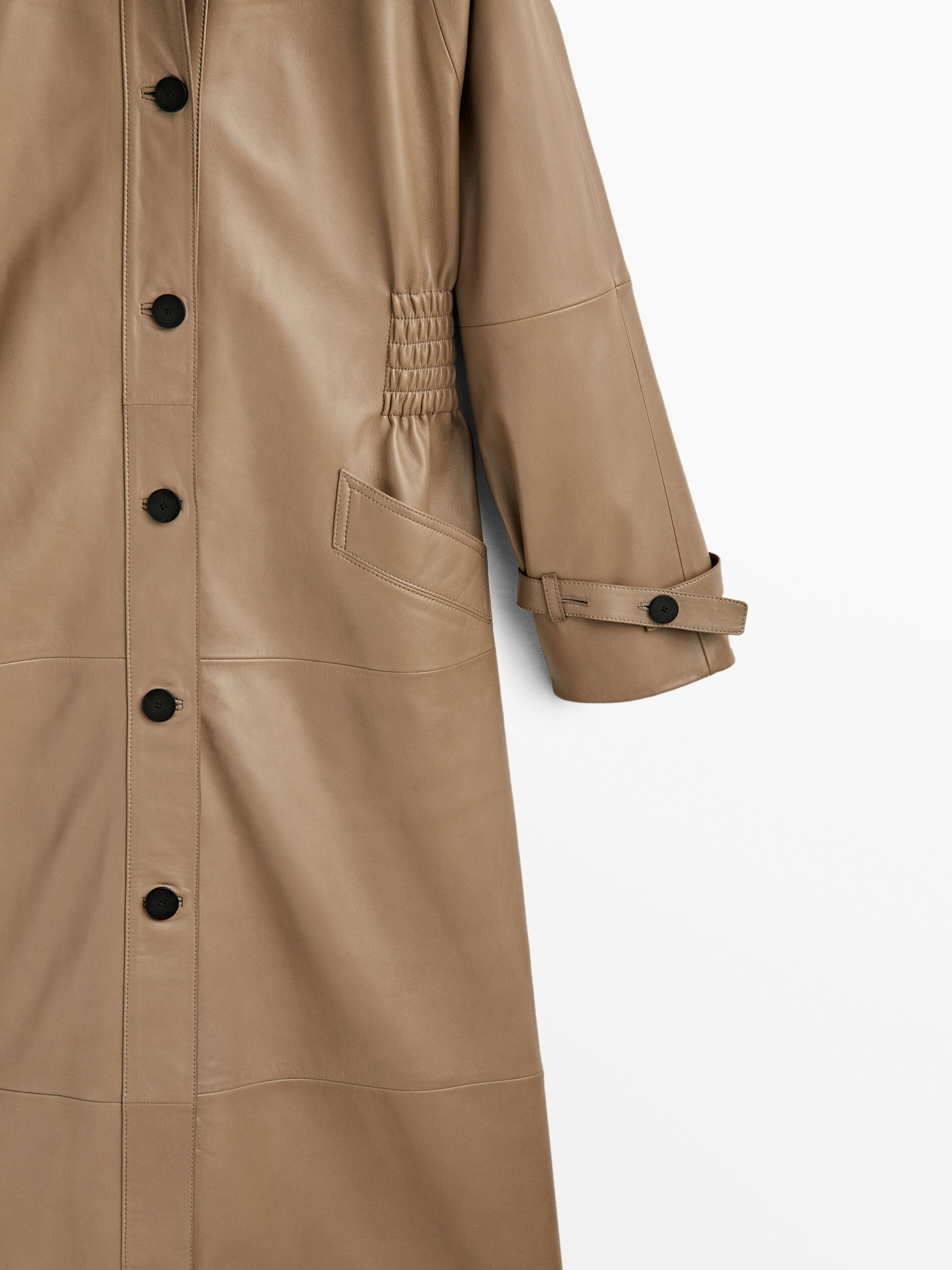 Chaqueta trench piel napa cintura elástica - ARENA