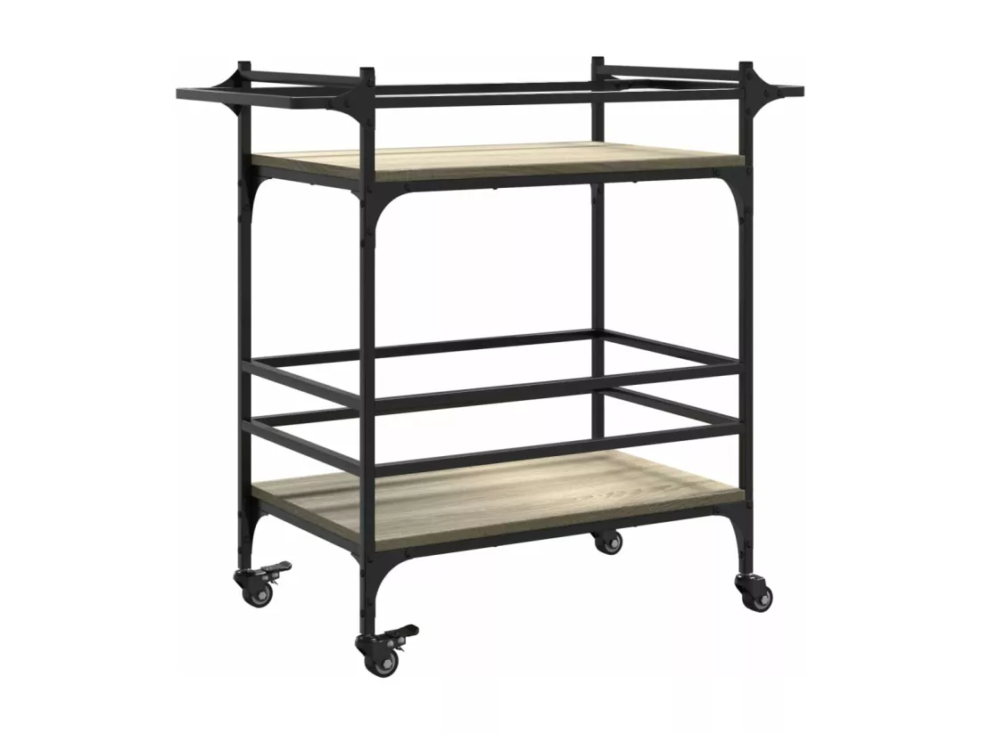 Chariot de cuisine chêne sonoma 82x40x78,5 cm bois d'ingénierie