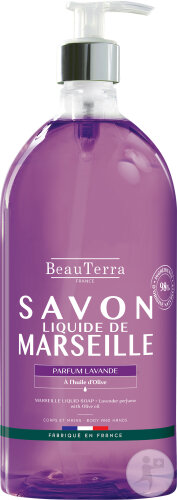 Beauterra Savon Liquide De Marseille Parfum Lavande Flacon-Pompe 1l