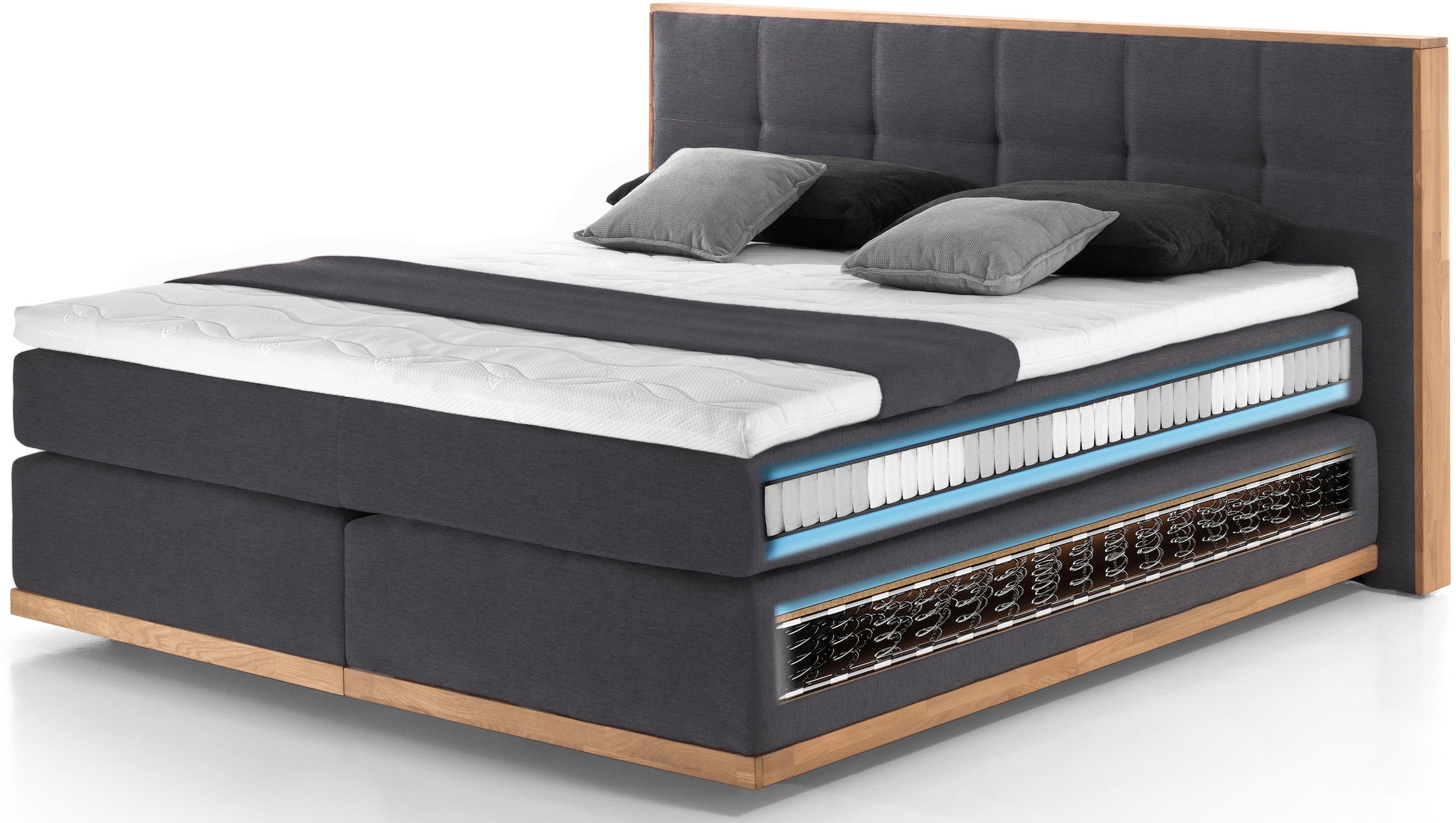 PLACES OF STYLE Boxspringbett »Vinton« aus massiver Eiche, verschiedene Härtegrade (auch H4)