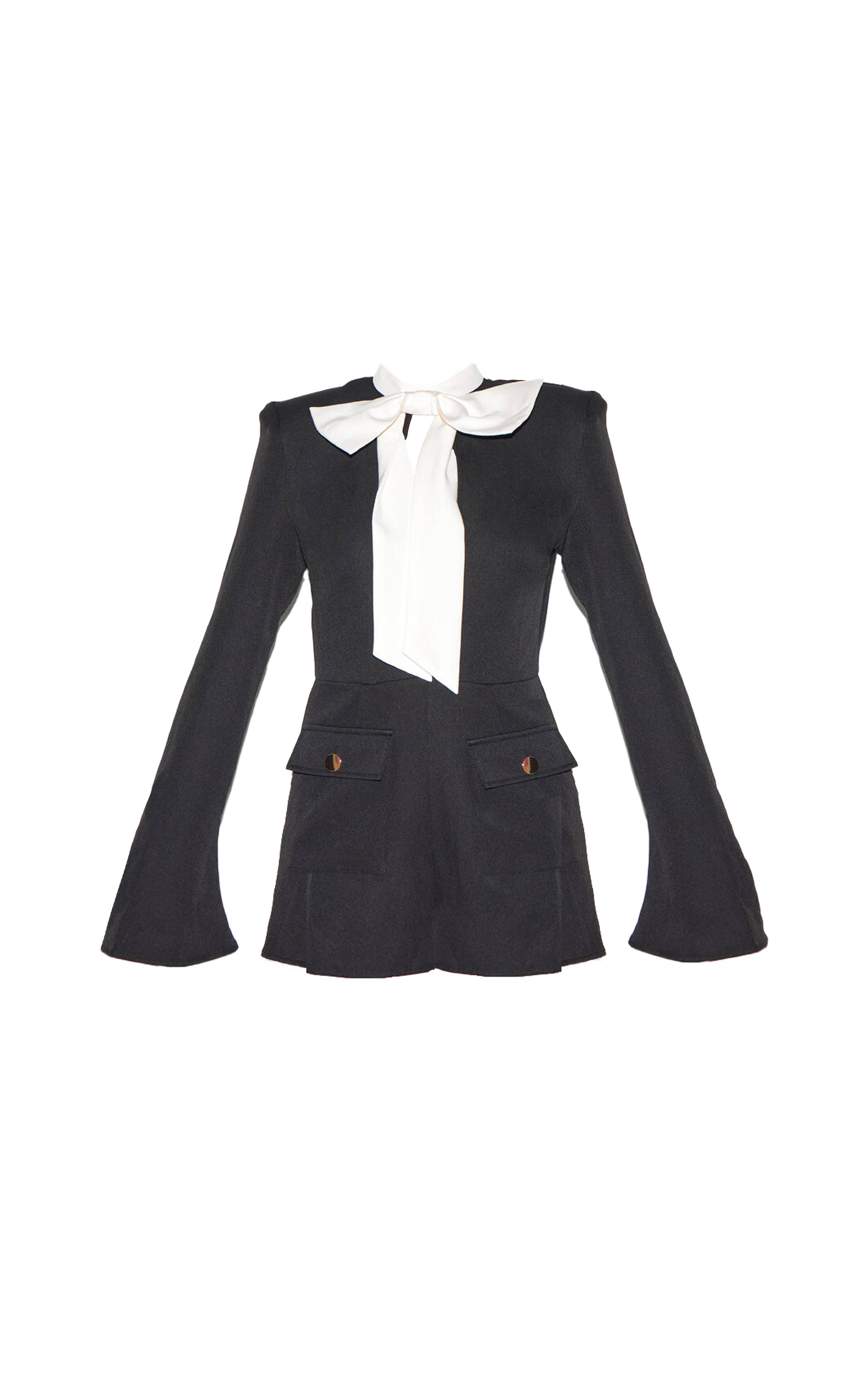 Noir Combi-short Tissée Avec Détail Nœud Papillon