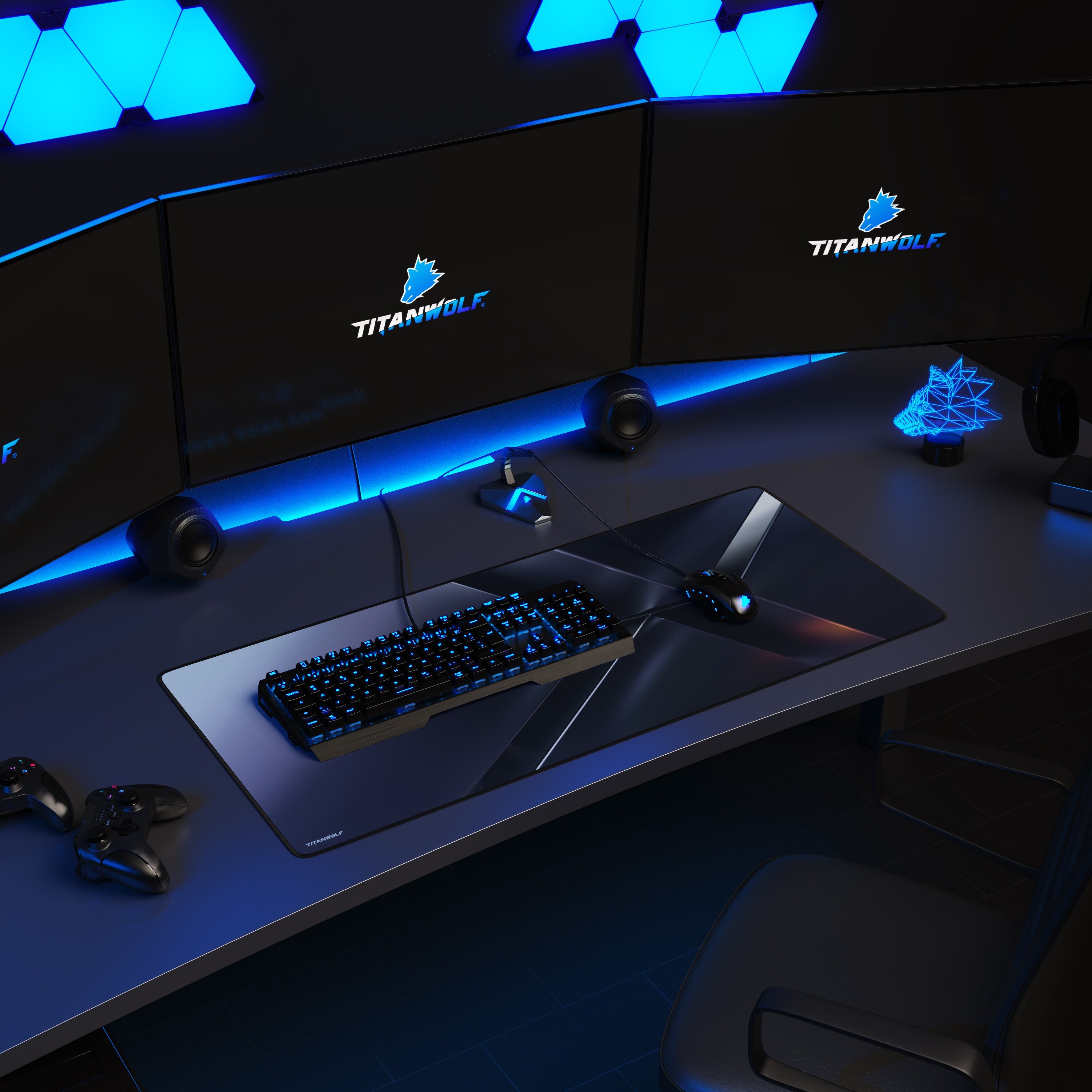 Titanwolf Gaming Mauspad, 900 x 400mm XXL Mousepad, verbessert Präzision & Geschwindigkeit, X Motiv