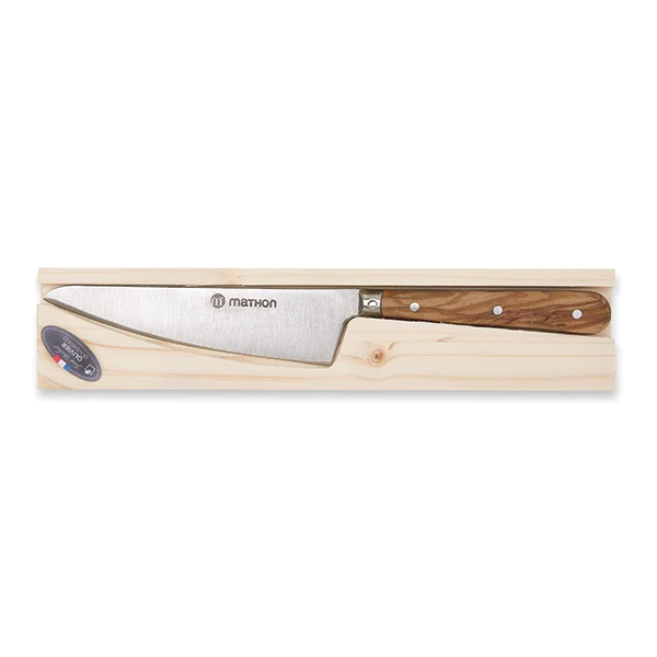 Couteau éminceur bois d'olivier lame inox 23,5 cm Mathon