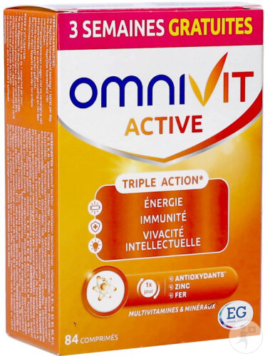 Omnivit Active Multivitamine/Immunité/Energie/Concentration Mentale 84 Comprimés Promo