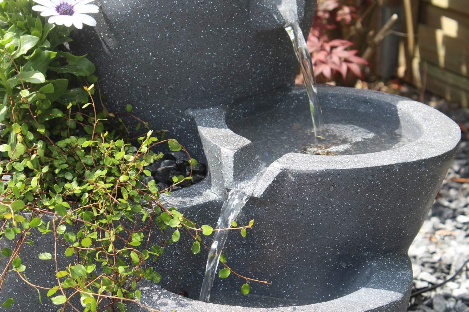 Zimmerbrunnen mit Beleuchtung Botana Gartenbrunnen bepflanzbar Springbrunnen Terrassenbrunnen (LED: Warm-Weiß)