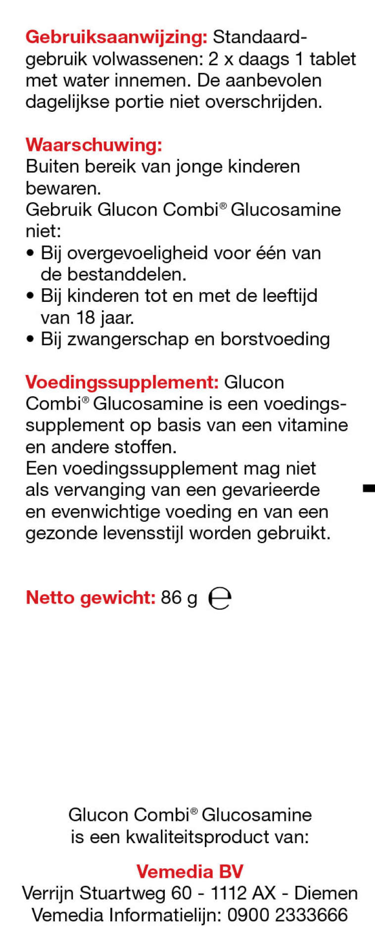 Leef Vitaal Glucosamine & chondroitine vitamine C (60 tabletten)