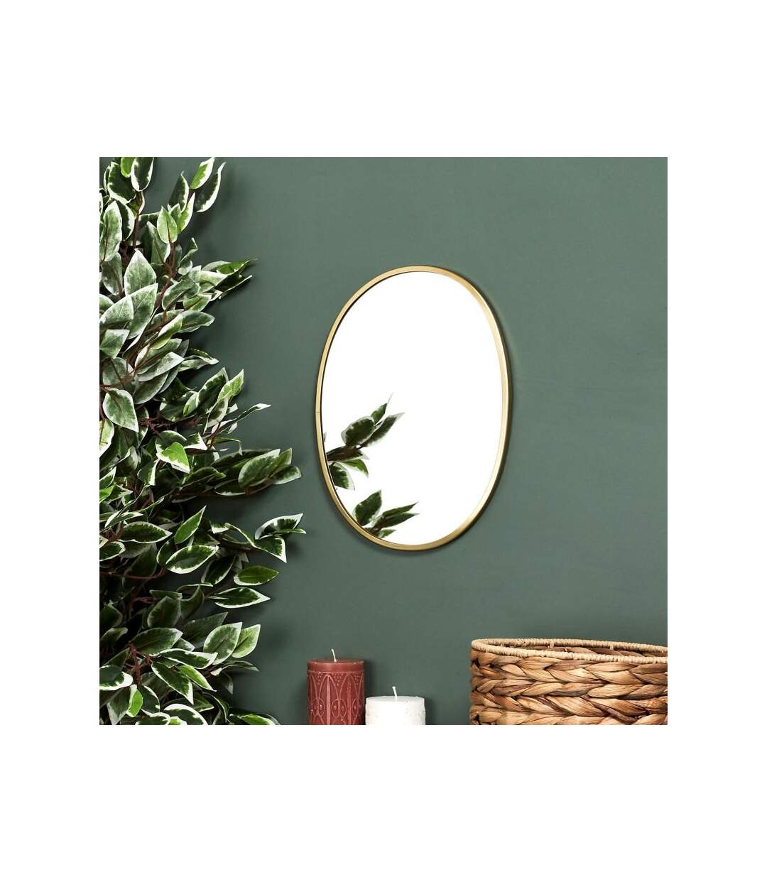 Paris Prix - Miroir Mural Déco contour Ovale 34cm Or
