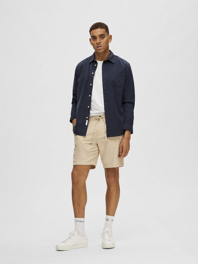 Selected Homme SLHCOMFORT-BRODY LINEN SHORTS W NOO Incense/mixed w. oatmeal