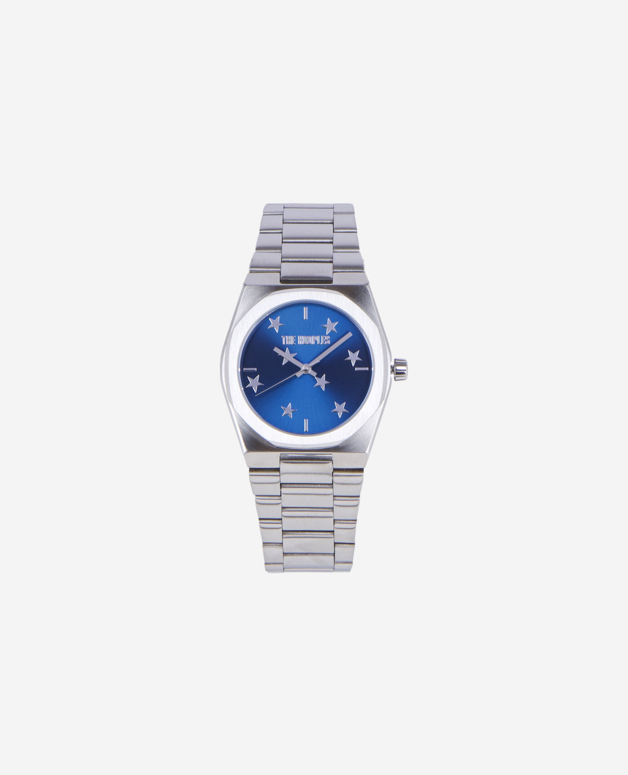 Montre avec étoiles argentée cadran bleu
