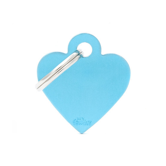 Médaille MyFamily Basic, en aluminium - Petit cœur, azur