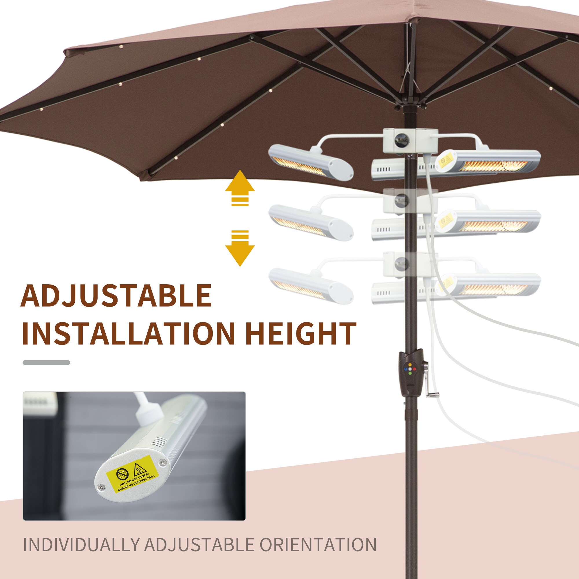 Outsunny Heizstrahler mit Fernbedienung silber 87L x 75B x 22H cm