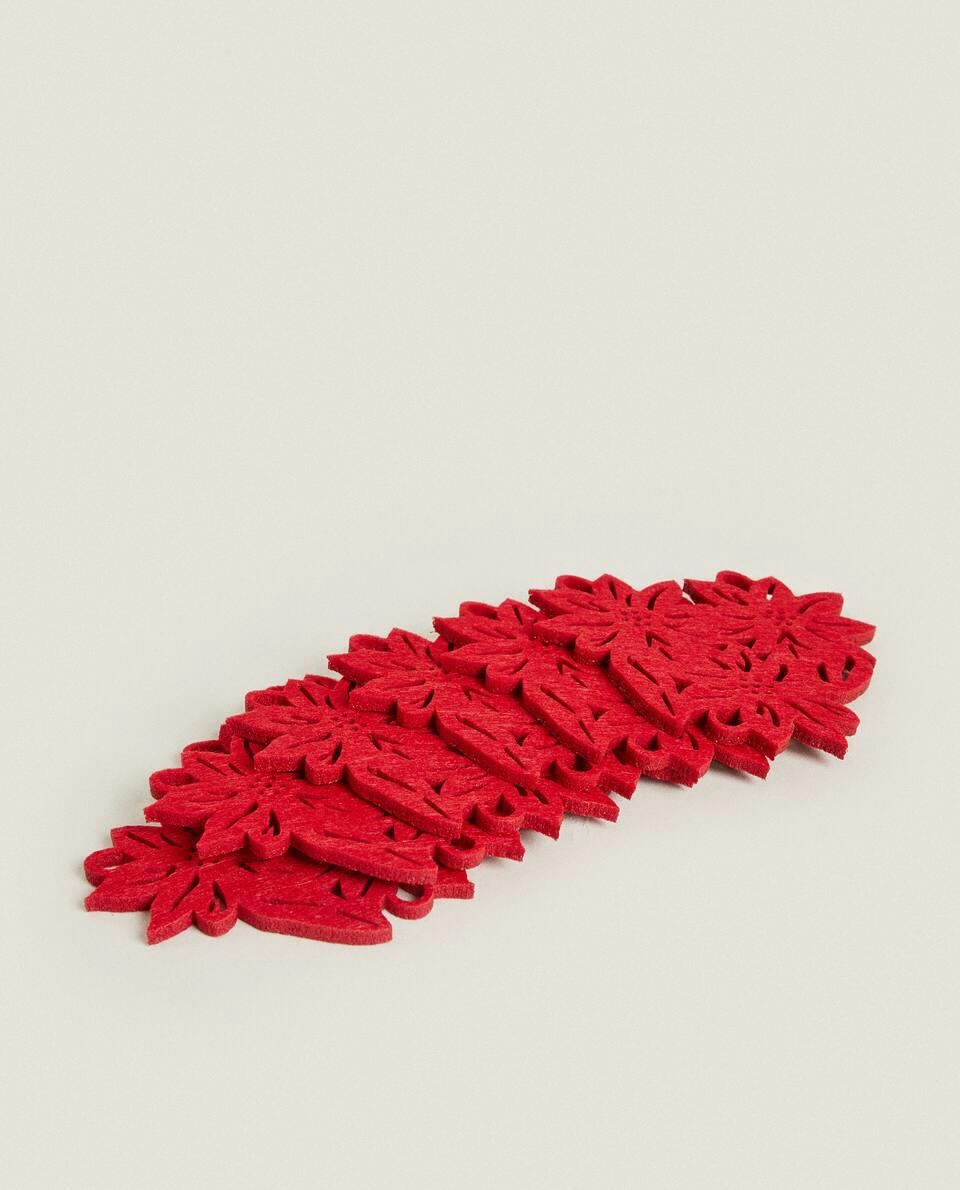 Conjunto de porta-copos de feltro floral para o Natal (pacote com 6)