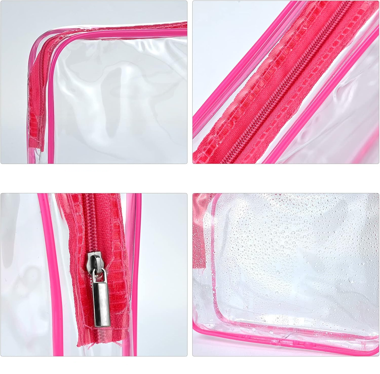 (3er Set) Kosmetik Make Up Tasche Handgepäck Necessaire Organizer Bag mit Reissverschluss - Transparent / Blau