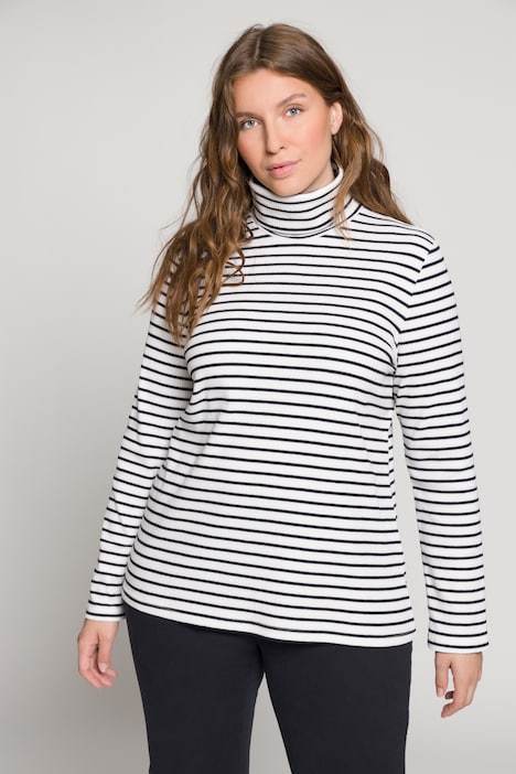 Shirt, gerippt, Slim, Rollkragen, Langarm, Biobaumwolle