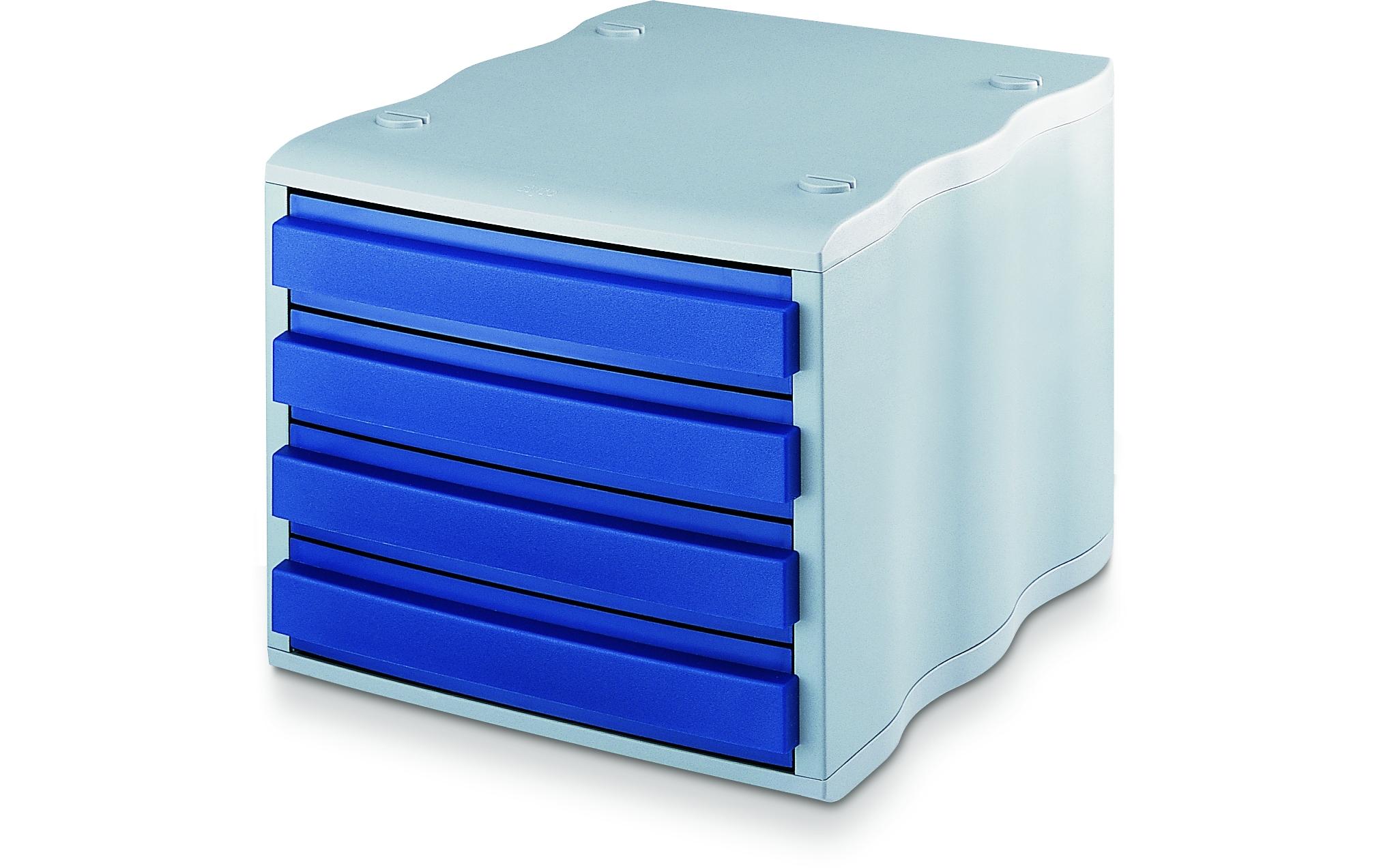 Schubladenbox Styrowave 4 Schubladen, Grau/BlauGehäuse mit Schubladen-Elementen