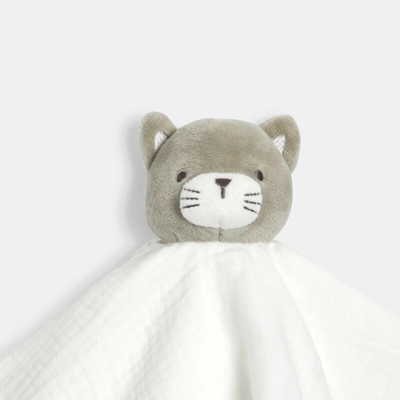 Doudou plat chat gaze de coton Beige