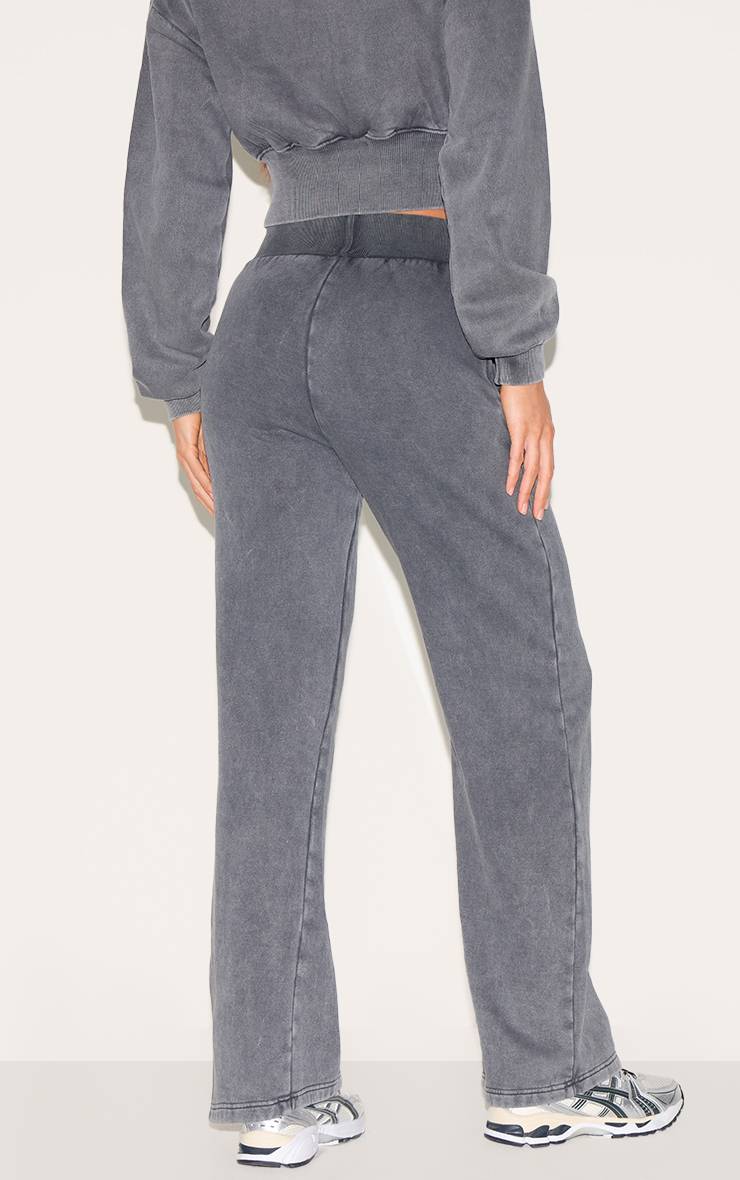Washed Charcoal Jogger Tall Taille Haute Jambe Large