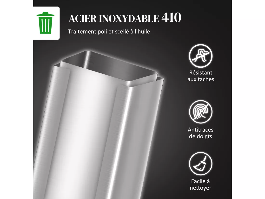 Poubelle de cuisine 10L - poubelle à pédale compartiment seau amovible - acier inox.