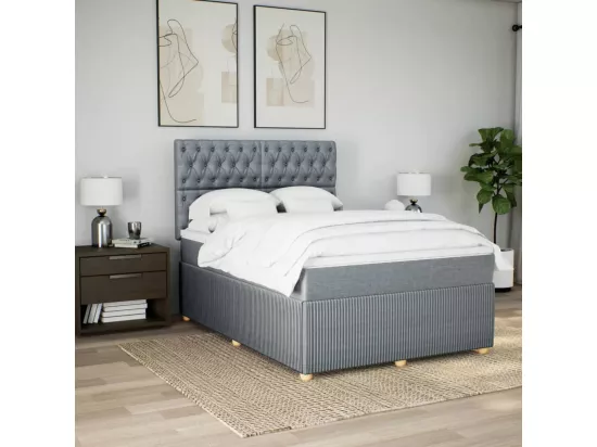 Sommier à lattes de lit avec matelas Gris clair 160x200cm Tissu