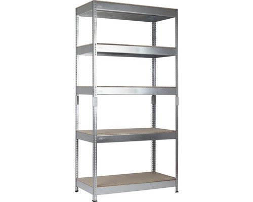Schulte verzinkte insteekstelling, 200x100x50 cm, 5 houten legborden, gespleten hoekprofielen, draagvermogen 1500 kg