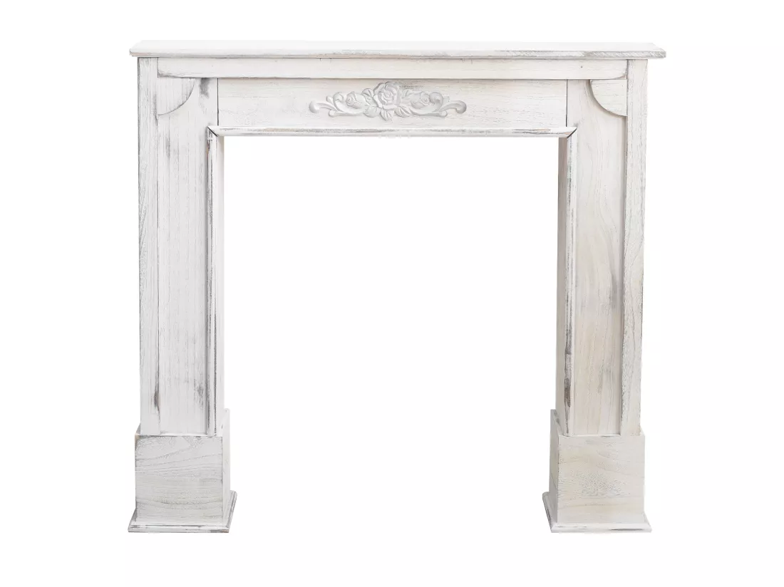 Cadre Decoratif Encadrement Cheminee Bois Gris Shabby 100x105x21