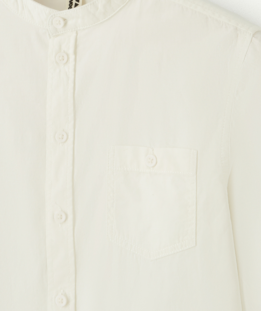 CHEMISE COL MAO GARÇON EN COTON BLANCHE
