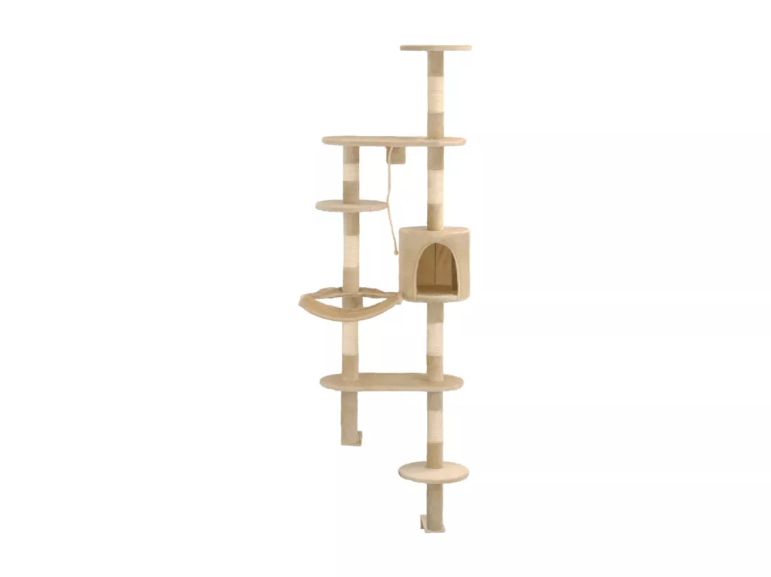 Arbre à chat avec griffoirs en sisal Montage mural 194 cm Beige