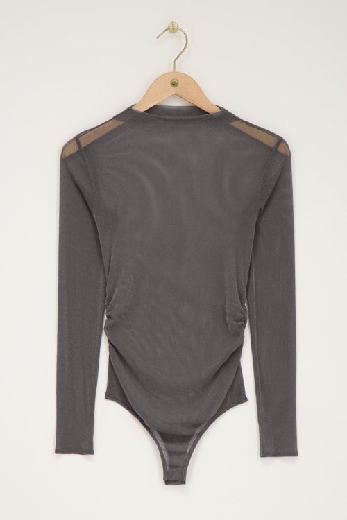 Grijze mesh body met lurex