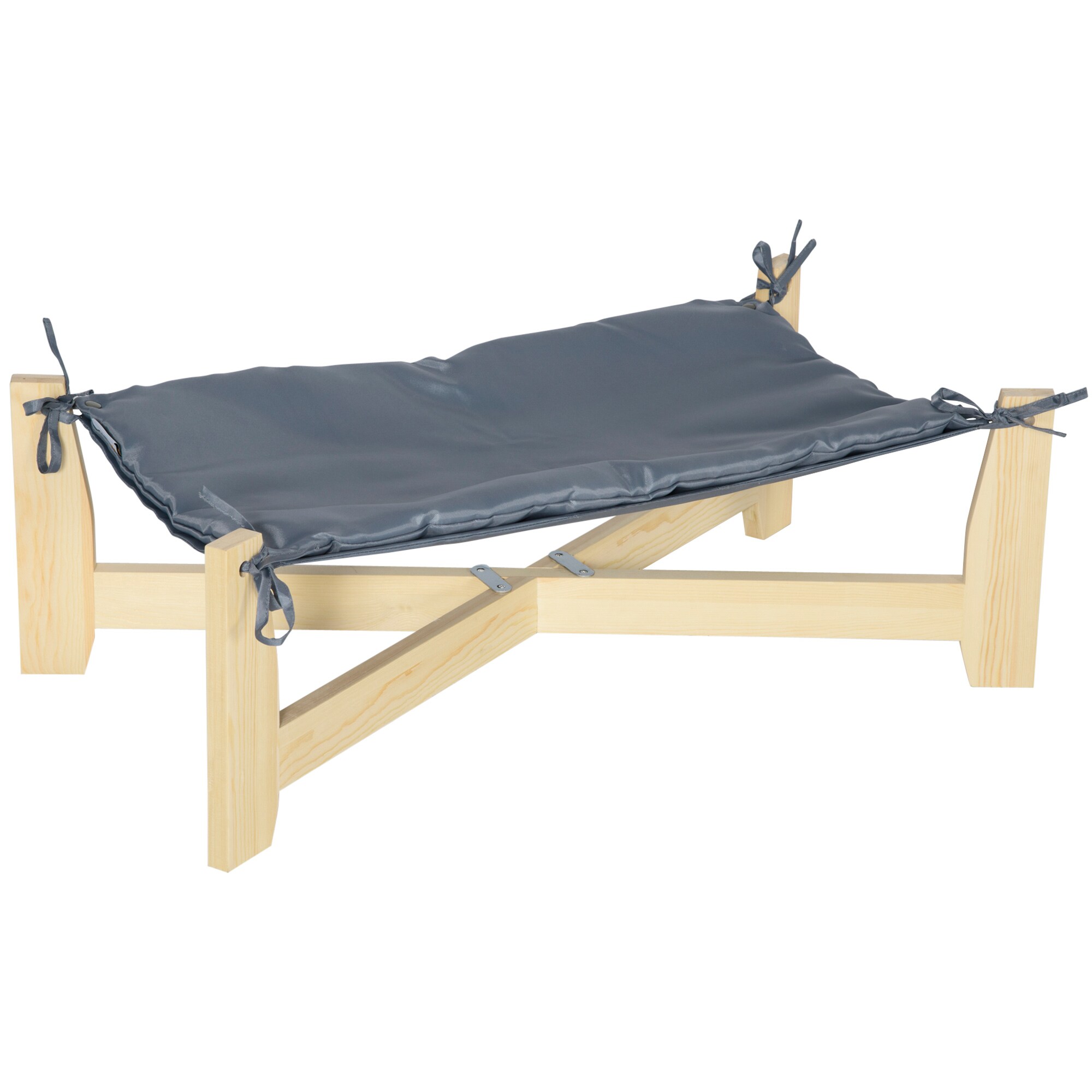 PawHut Haustierbett mit Kissen grau, natur 72L x 40B x 25H cm