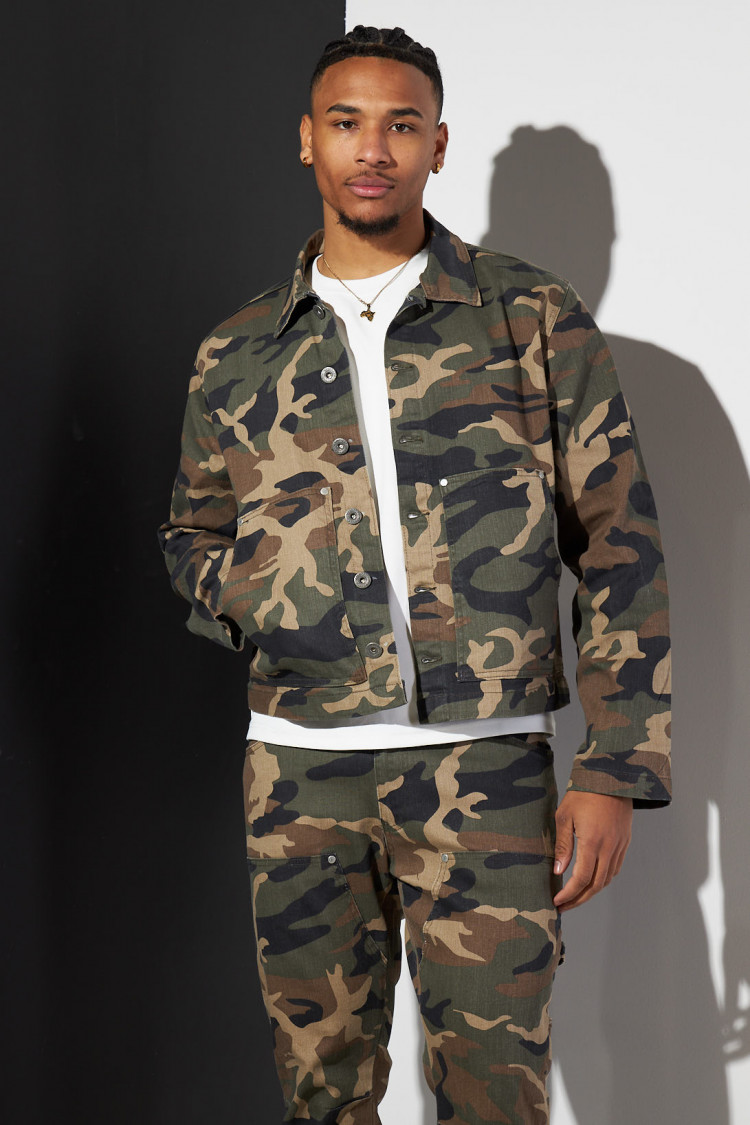 Ensemble 2 pièces veste + jean kaki camouflage