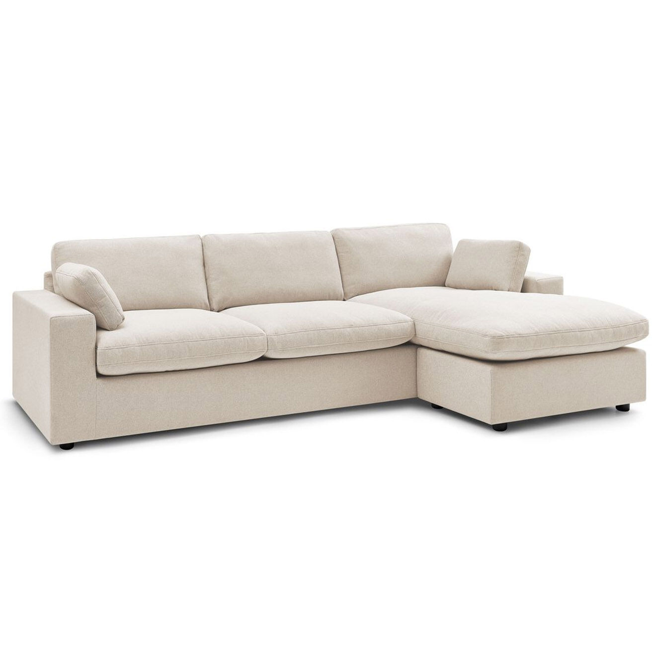 Bobochic Canapé d'angle fixe réversible belair beige - 280x139 cm
