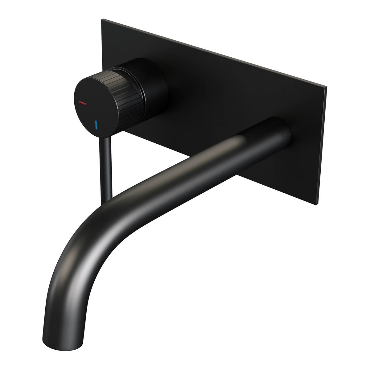Brauer Stripe inbouw wastafelkraan ColdStart met gebogen uitloop en afdekplaat model A2 zwart mat