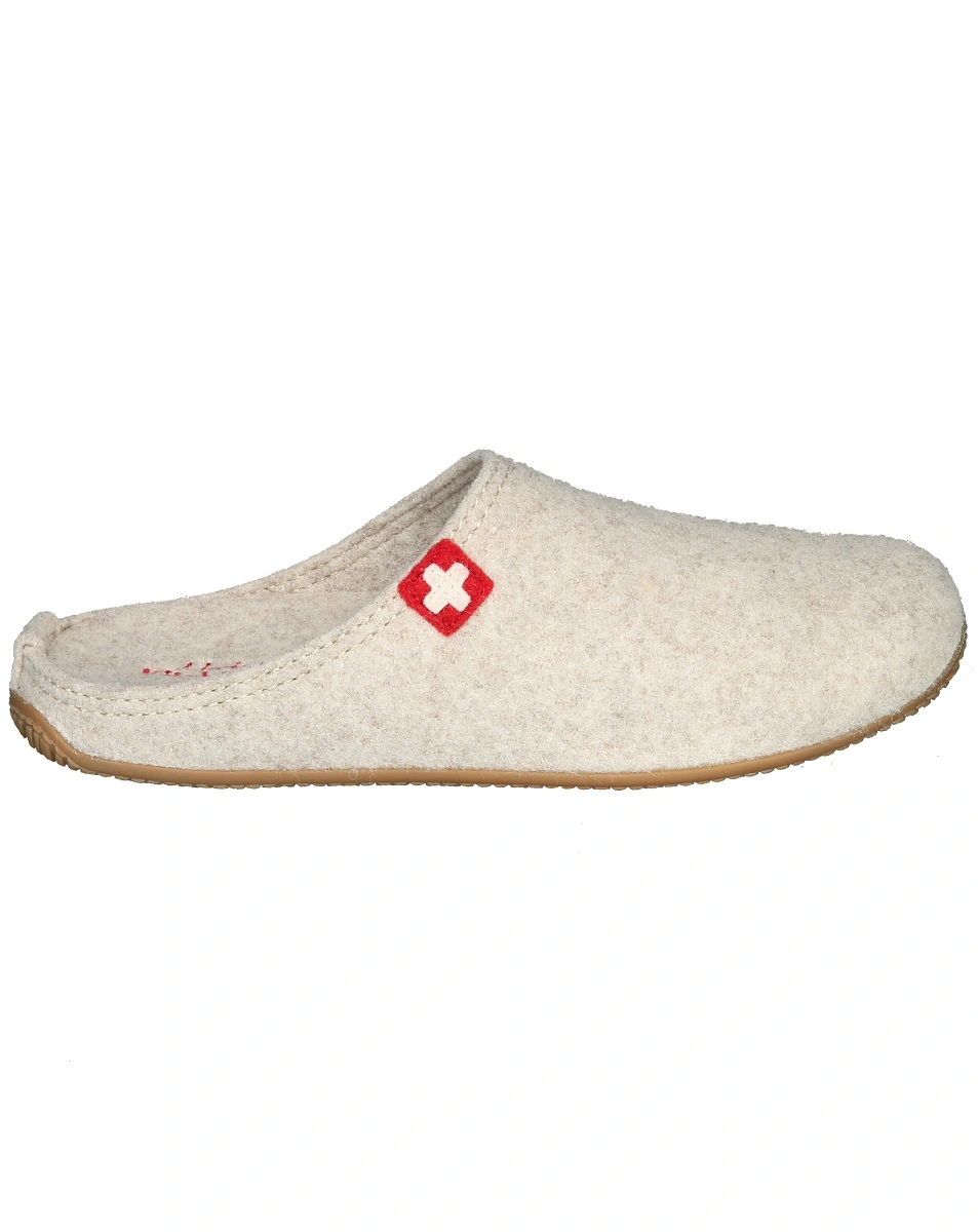 Filzpantoffel SCHWEIZER KREUZ in unbleached