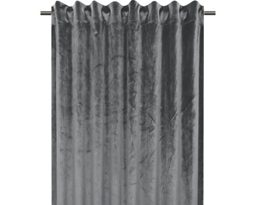 Gordijn met universele band, fluwelen verduistering, donkergrijs, 140x280 cm