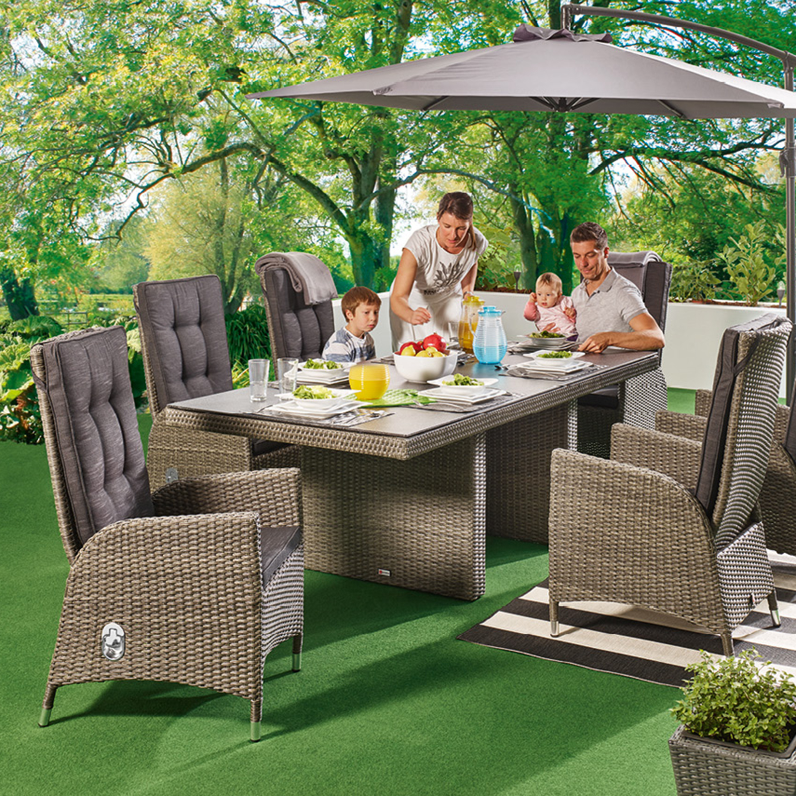 Gartensessel - dunkelgrau - verstellbar
