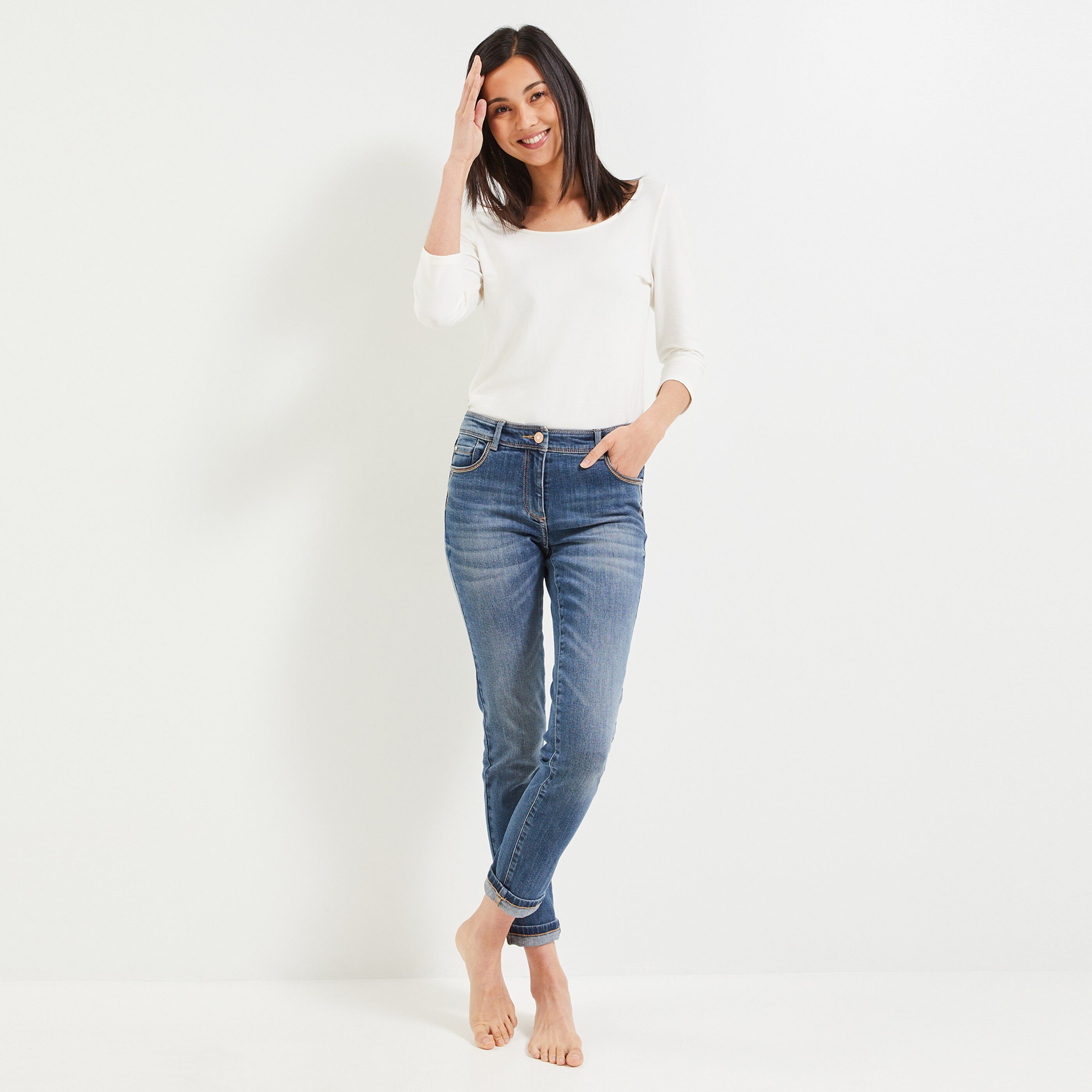 Jean raccourci femme TOKYO - STONE