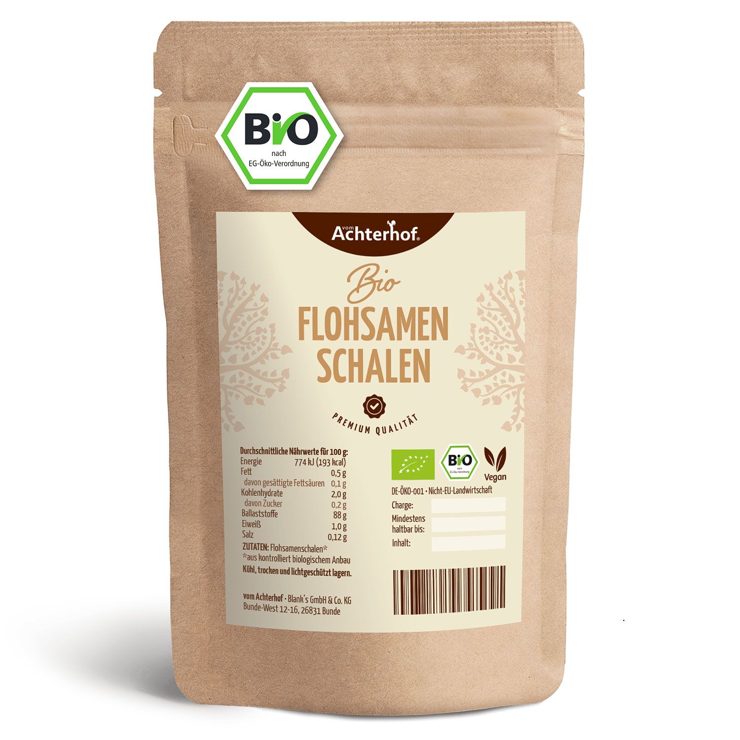 Achterhof Bio Flohsamen Schalen