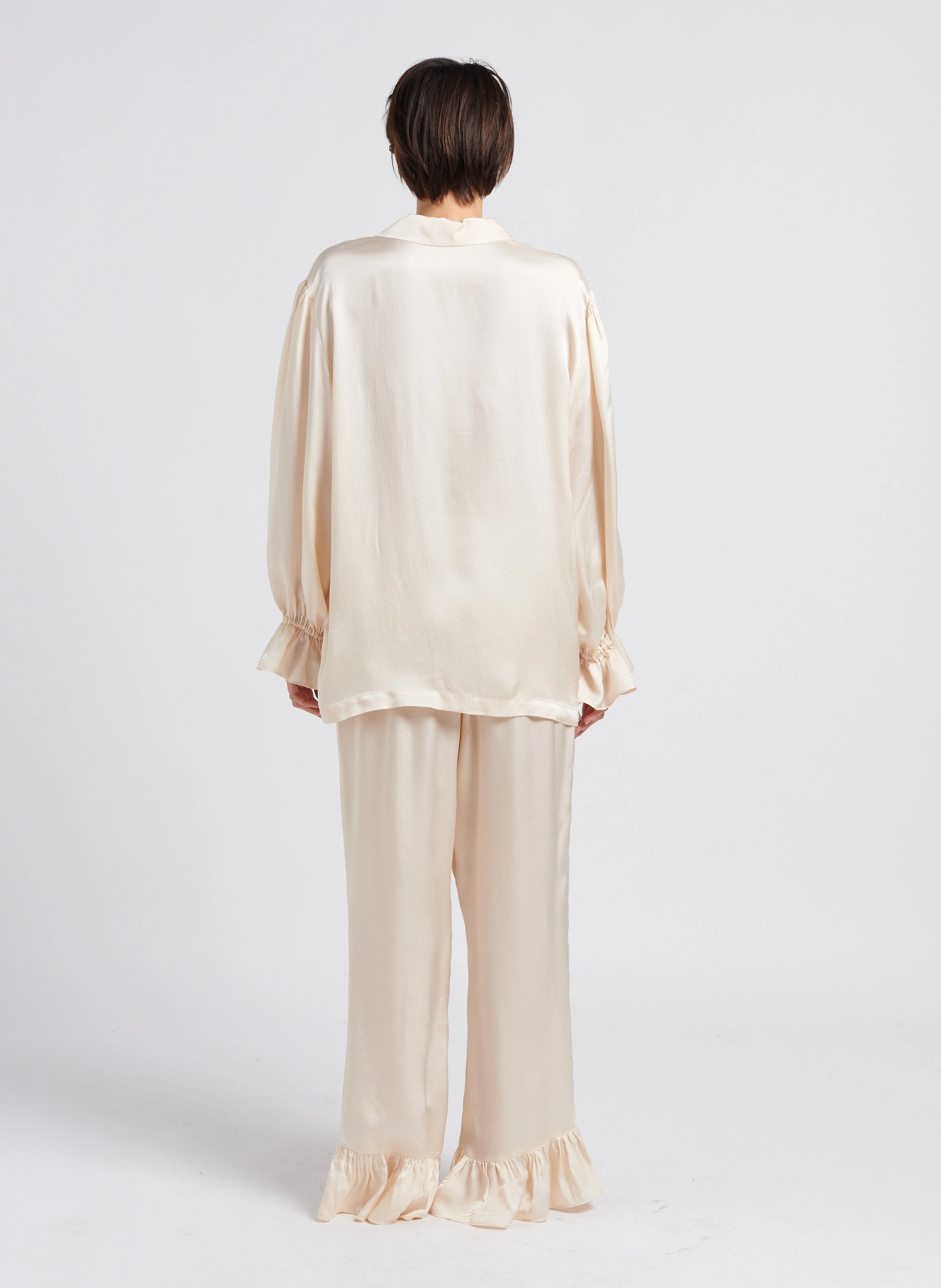 GLORIA - Pantalon taille haute fluide | Blanc