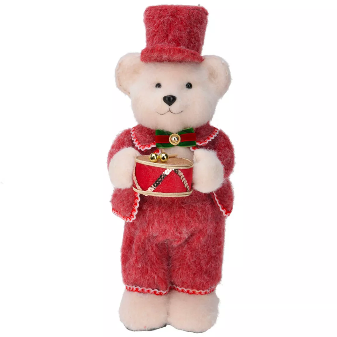 Ours de Noël déco (H41 cm) Petit tambour debout Rouge