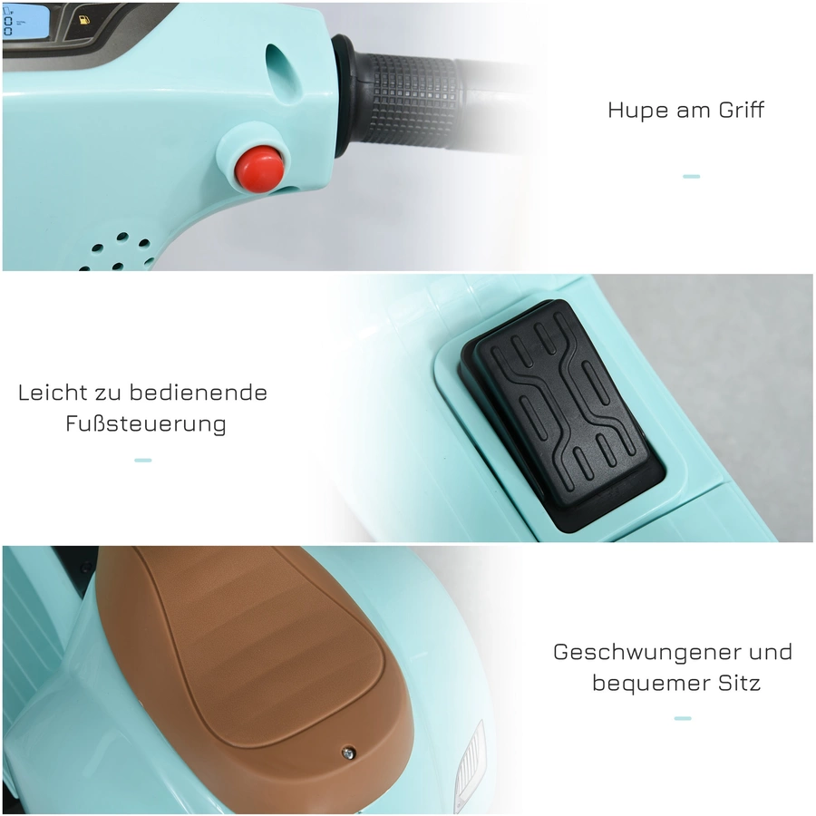 HOMCOM Elektrisches Kindermofa im Vespa Stil grün