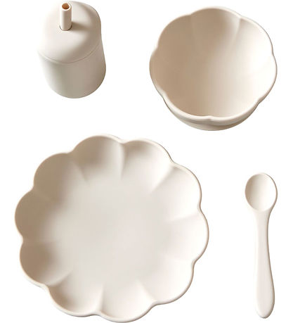 Jack o Juno Geschirr-Set - Silikon - 4 Teile - Poppy - Cream