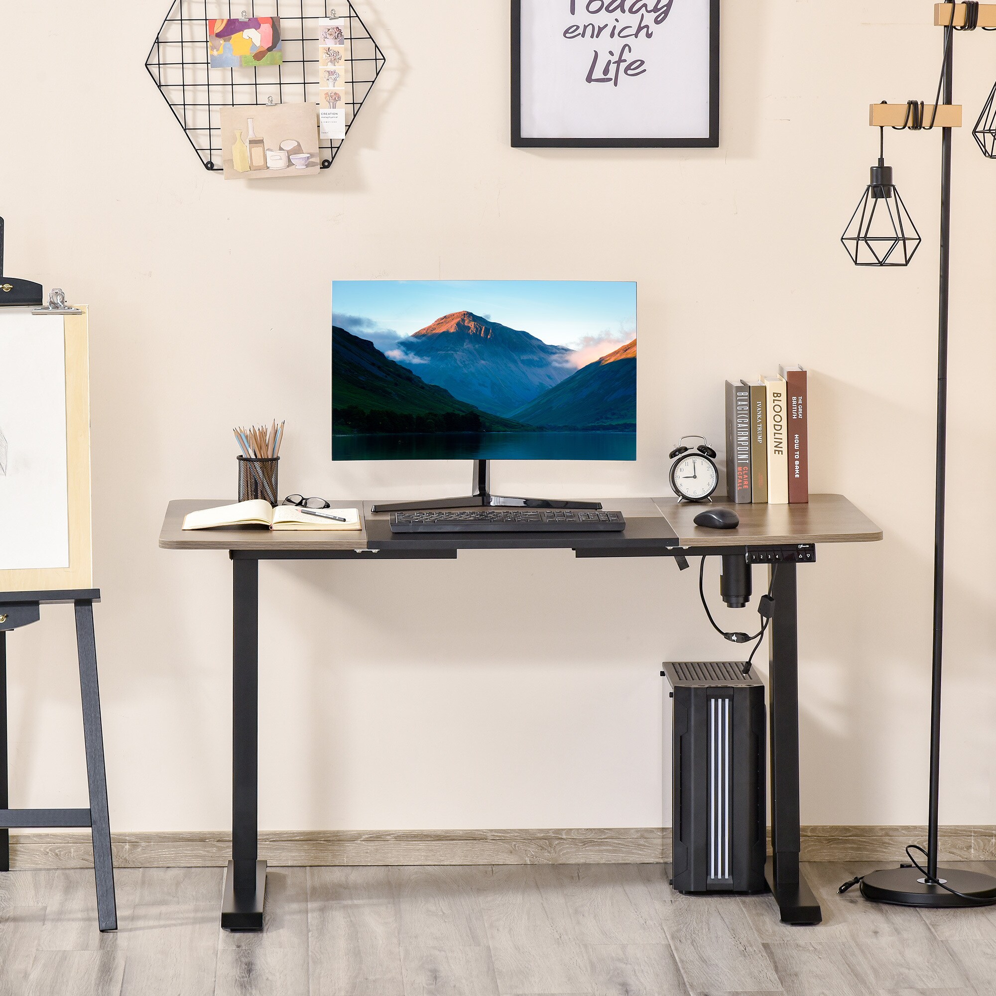 Vinsetto PC-Tisch elektrisch höhenverstellbar, LED-Anzeige 140 x 70 x 72-116 cm (BxTxH)