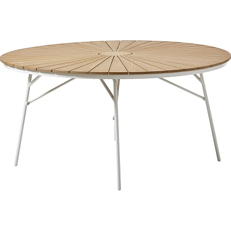 Kerteminde teak - nonwood havebord Ø150 cm, hvidt stel