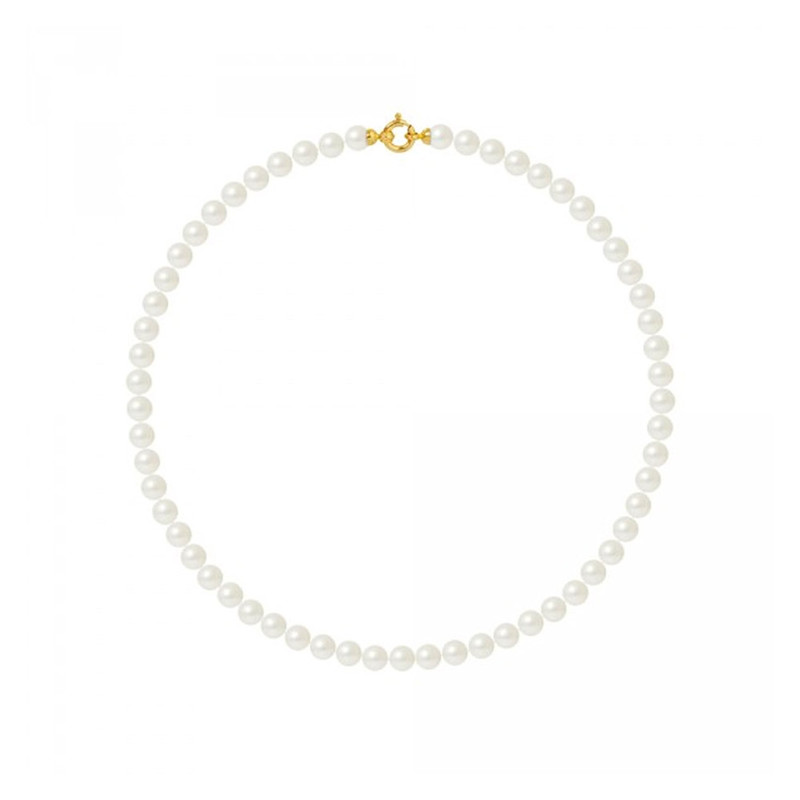 Collier ras du cou Femme Perles de culture d'eau douce Blanches AA 6-7 mm et Fermoir Or jaune 750/1000