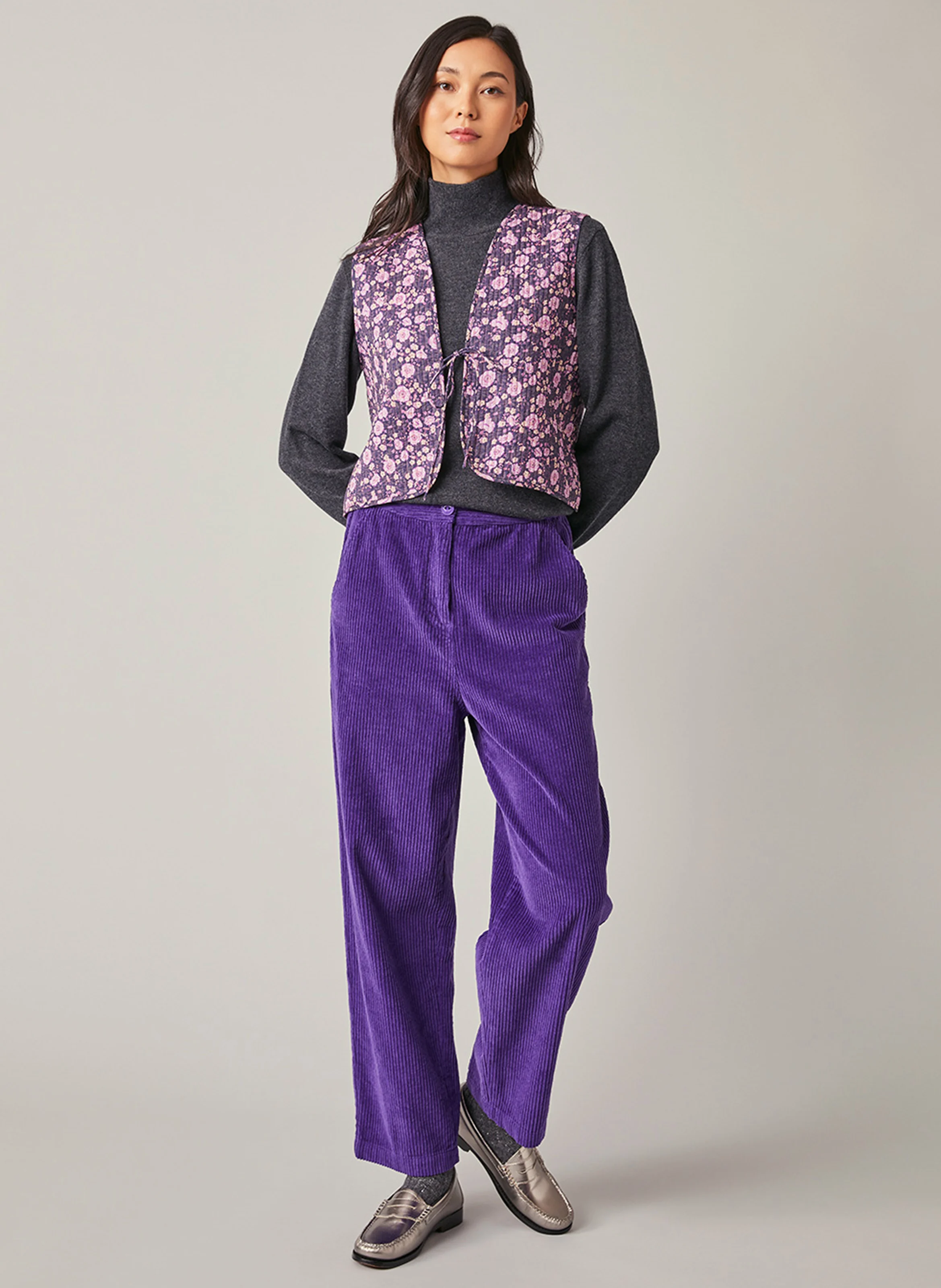 FRANCK - Pantalon droit en coton| Violet
