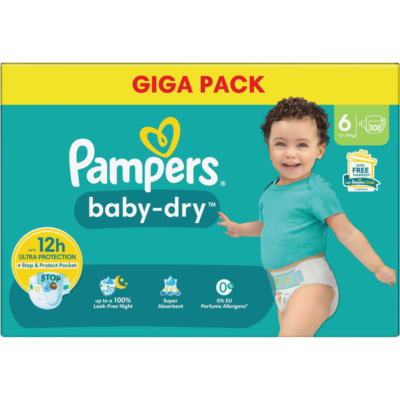 Pampers Baby Dry, Gr.6 13-18 kg , 108 Windeln
