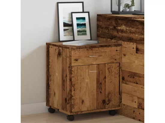 Armoire à roulettes vieux bois 45x38x54 cm bois d'ingénierie