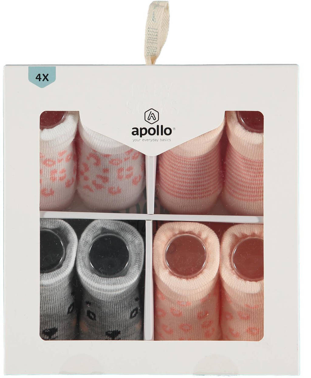 new born sokken - set van 4 in een geschenkset multi