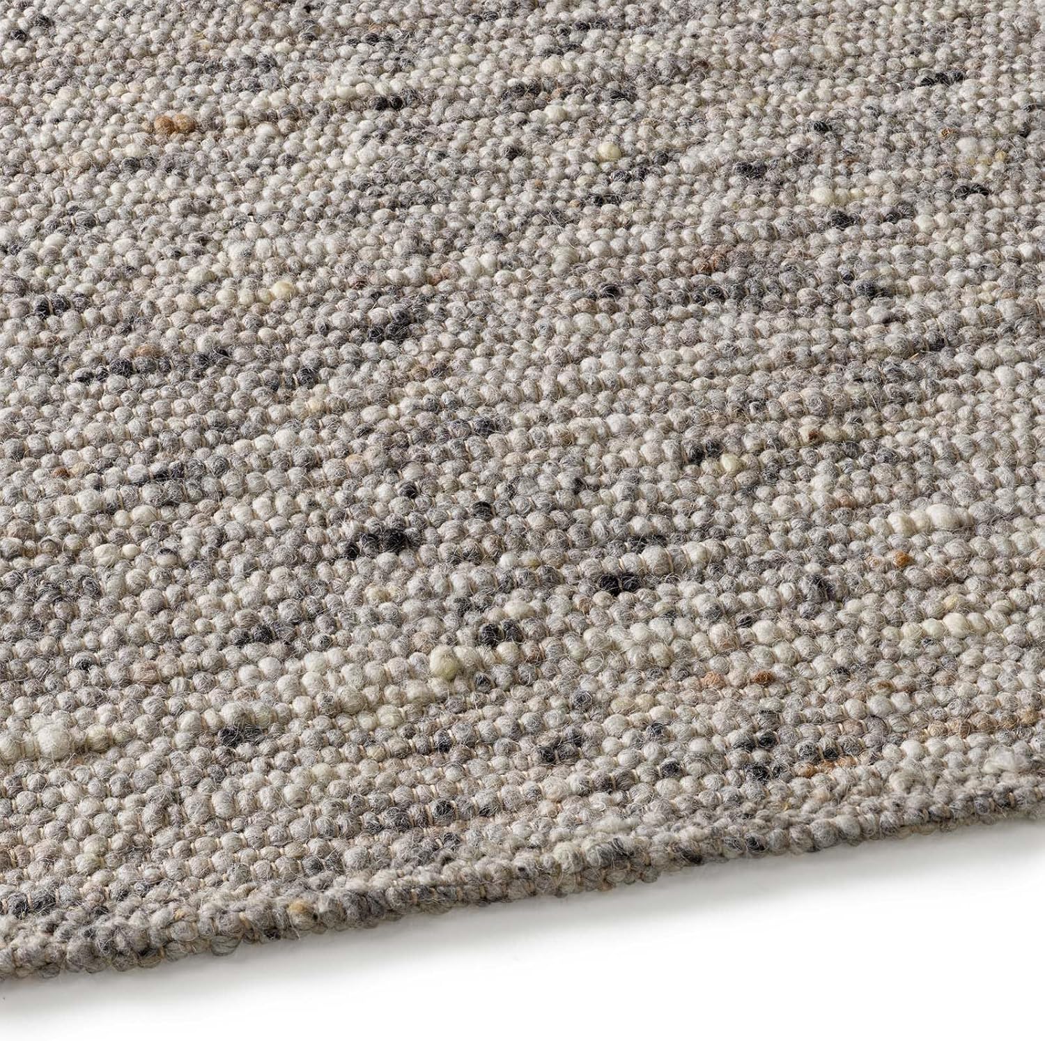 Taracarpet Gewalkter Wollteppich Lambrecht Handgewebt Wohnzimmer – Handwebteppich Schurwolle – Webteppich Wolle Natur für Schlafzimmer, Esszimmer, Küche Grau meliert 200 x 240 cm