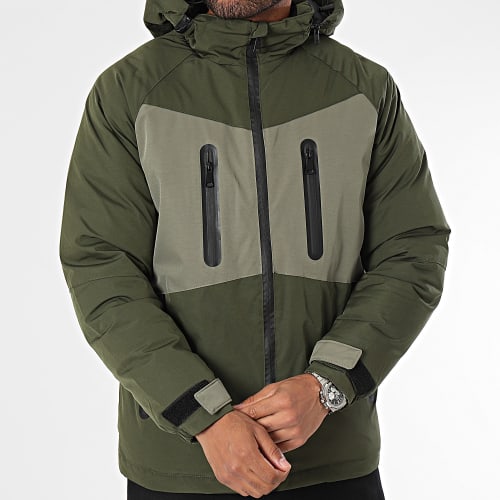 Veste Zippée Capuche Vert Kaki